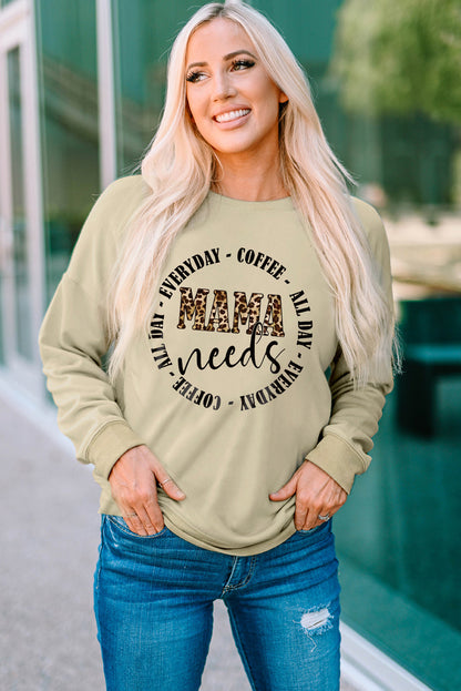 Letter Leopard Graphic Drop Shoulder Sweatshirt