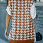 Houndstooth Side Slit Ribbed Sweater Vest Dress