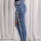 Distressed Raw Hem Skinny Jeans