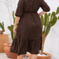 Plus Size Printed Surplice Ruffle Hem Dress