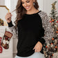 Leopard Raglan Sleeve Round Neck Sweatshirt