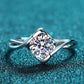 1 Carat Moissanite Rhodium-Plated Solitaire Ring