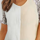 Leopard Color Block V-Neck Top