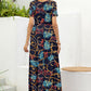 Printed Round Neck Short Sleeve Maxi Dress