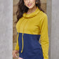 Color Block Raglan Sleeve Drawstring Sweatshirt