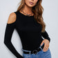 Cold-Shoulder Round Neck Long Sleeve Top