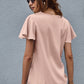 V-Neck Flutter Sleeve Blouse