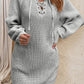 Lace-Up Balloon Sleeve Sweater Dress