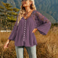 Spliced Lace Buttoned Blouse