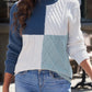 Color Block Drop Shoulder Turtleneck Pullover Sweater