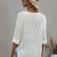 Notched Side Slit Drop Shoulder Sweater