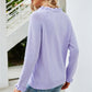 Half-Button Frill Trim Raglan Sleeve Sweater