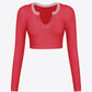 Contrast Trim Ribbed Cropped Top