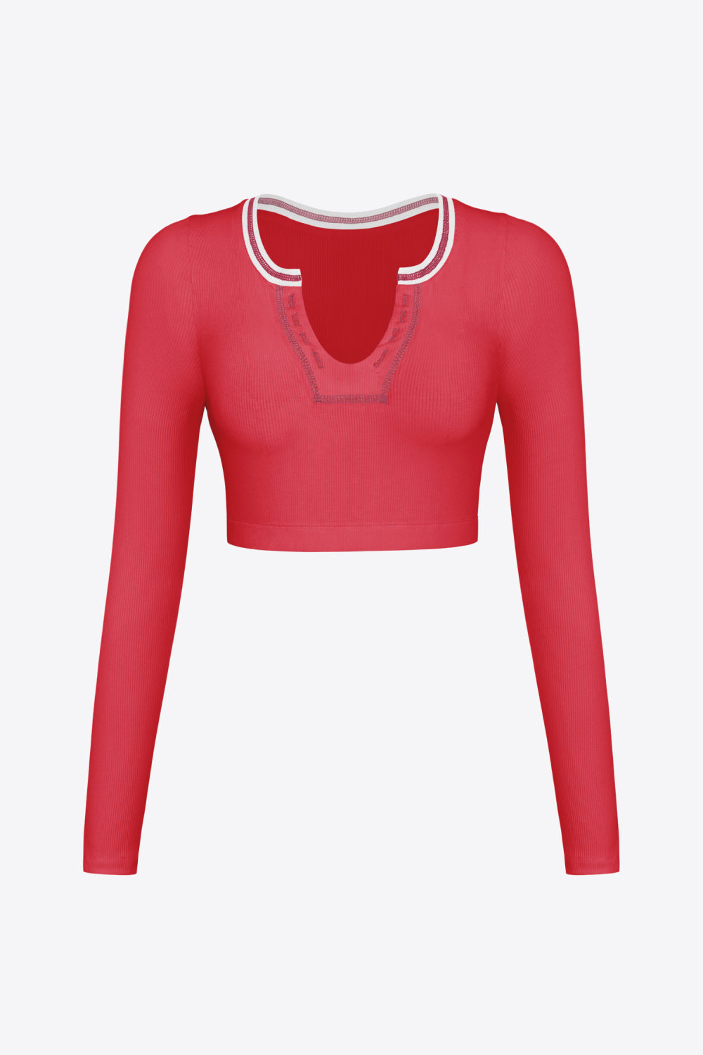 Contrast Trim Ribbed Cropped Top