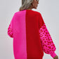 Leopard Color Block V-Neck Tunic Pullover Sweater