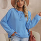 Quarter-Button Exposed Seam Dropped Shoulder Hoodie
