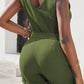 Tie-Waist Buttoned Plunge Sleeveless Romper