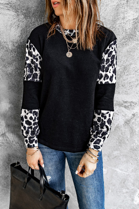 Leopard Crewneck Long Sleeve Top