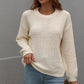 Drop Shoulder Round Neck Ribbed Cuff Sweater