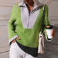 Color Block Half-Zip Dropped Shoulder Knit Pullover