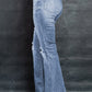 Distressed Raw Hem Flare Jeans