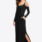 Cold-Shoulder Split Dress with Pockets