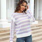 Striped Openwork Round Neck Sweater