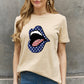 Simply Love Full Size US Flag Lip Graphic Cotton Tee