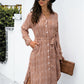 Ditsy Leopard Button Though Belt Dress