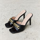 Forever Link Single Strap Chain Detail Mule Heels in Black