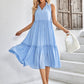 Tie Neck Frill Trim Sleeveless Dress