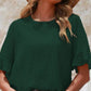 Swiss Dot Flounce Sleeve Round Neck Blouse