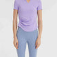 Notched Neck Short Sleeve Active Top
