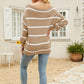 Striped Rib-Knit Off-Shoulder Sweater