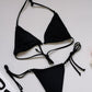Side Tie Halter Neck Backless Bikini Set
