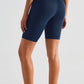 High-Rise Wide Waistband Biker Shorts with Pockets