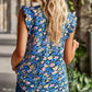 Floral Ruffle Collar Flutter Sleeve Top
