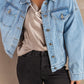 Button Down Dropped Shoulder Denim Jacket