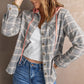 Plaid Drawstring Hooded Shirt Jacket
