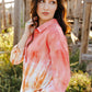Tie-Dye Quarter-Button Tie Back Collared Top