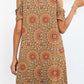 Printed Round Neck Cold-Shoulder Dress