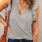 Butterfly Sleeve Notched Neck Top