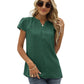 Swiss Dot Notched Neck Short Sleeve Top