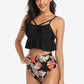 Tropical Print Ruffled Two-Piece Swimsuit