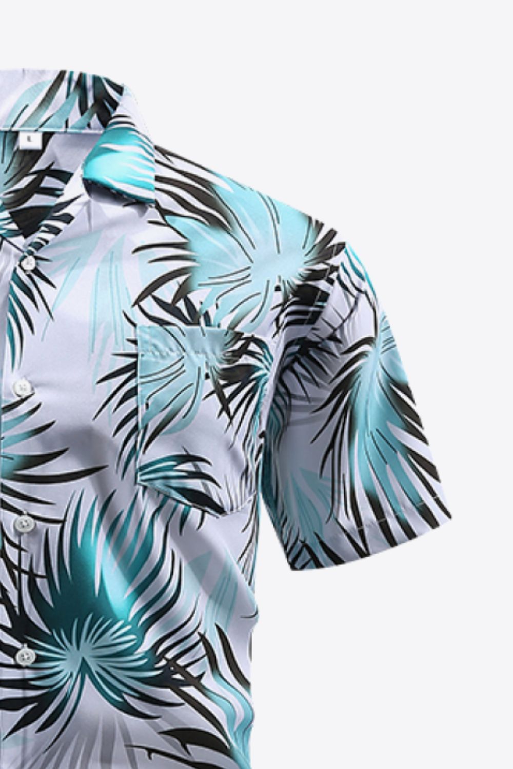 Botanical Print Button-Front Short Sleeve Pocket Shirt