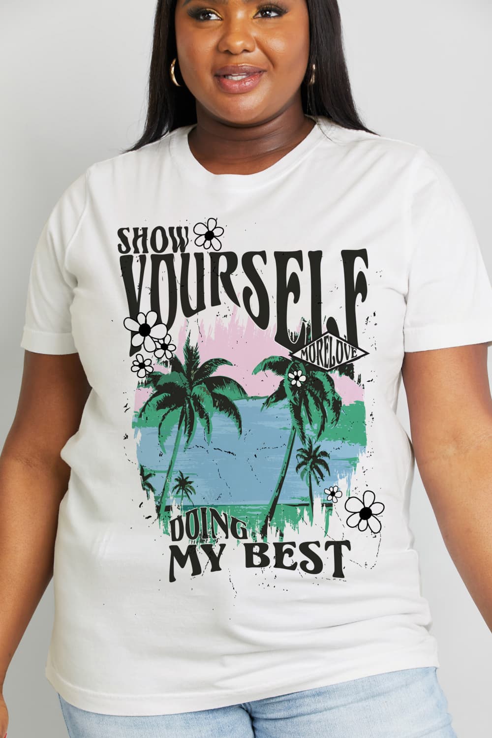 Simply Love Full Size SHOW YOURSELF DOING MY BEST Graphic Cotton Tee