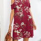 Printed Round Neck Cold-Shoulder Dress