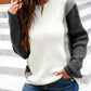 Tricolor Round Neck Tunic Sweater