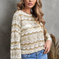 Wavy Stripe Scalloped Hem Openwork Knit Top