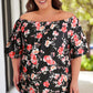 Plus Size Floral Off-Shoulder Flare Sleeve Blouse